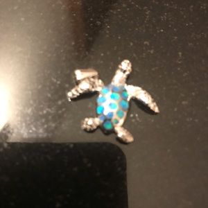 Sterling Silver Turtle Charm w/Blue Opal Spots
